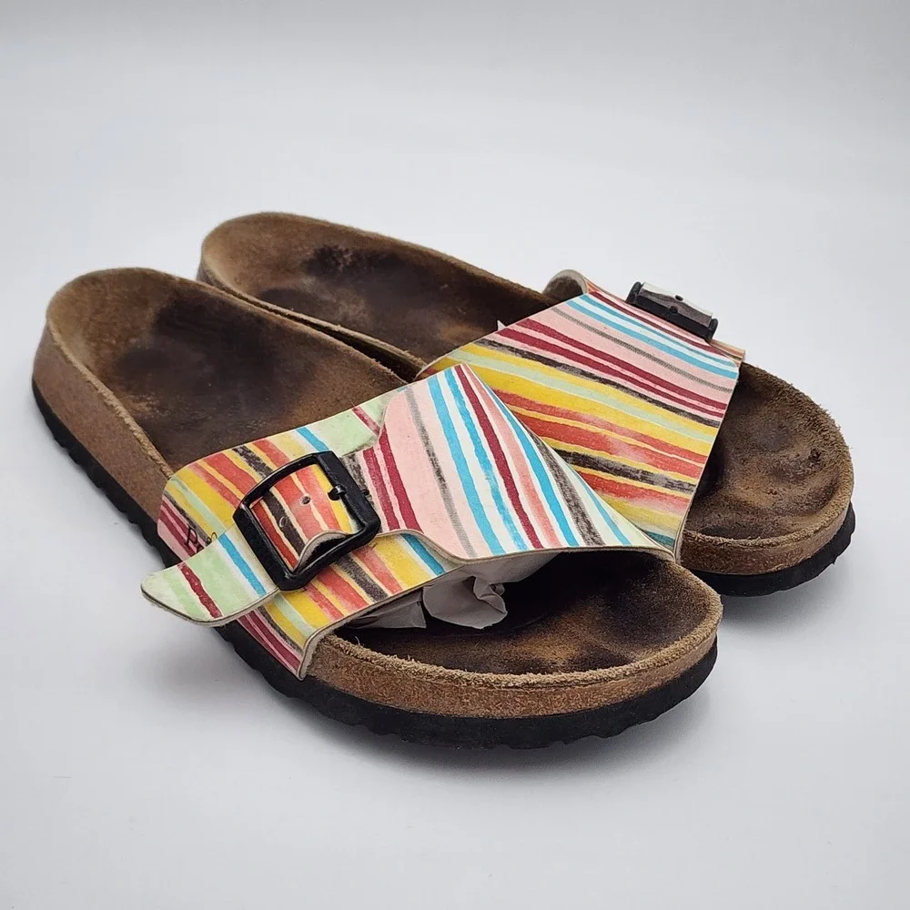 Papillio by Birkenstock Sandals L6/M4 EU 37 Striped Boho Hippie Beach Summer
